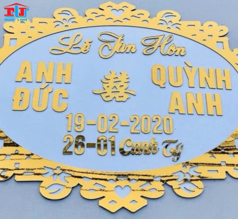 Bảng chữ hỷ, bảng treo lễ cưới, bảng tân hôn, bảng vu quy, bảng tên cô dâu chú rể, bảng sinh nhật bằng alu, cắt theo yêu cầu