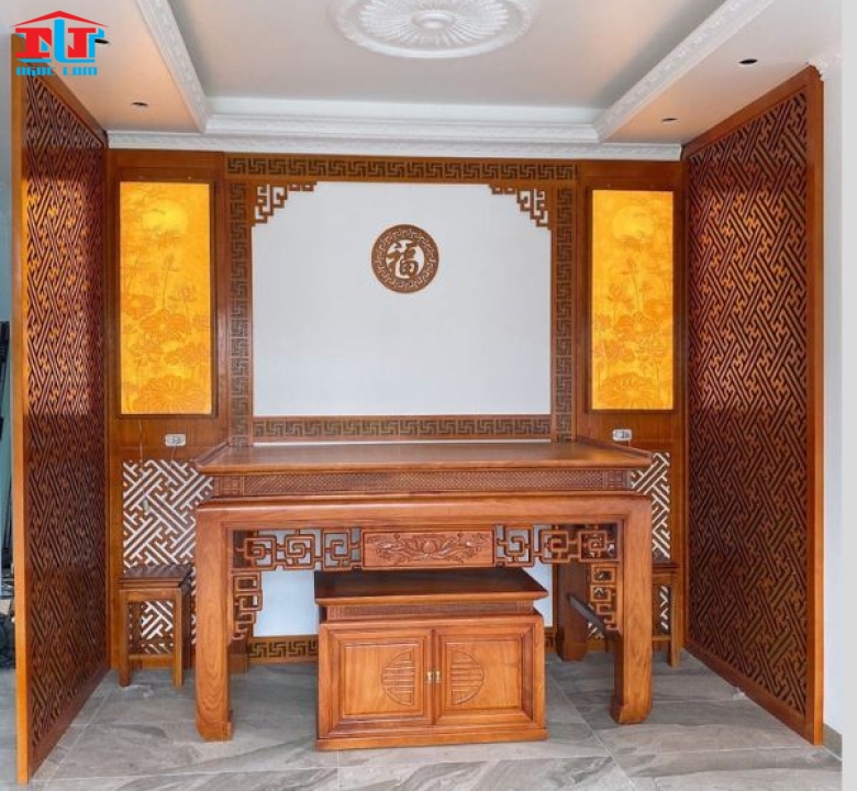 Thi công vách ốp tường phòng thờ