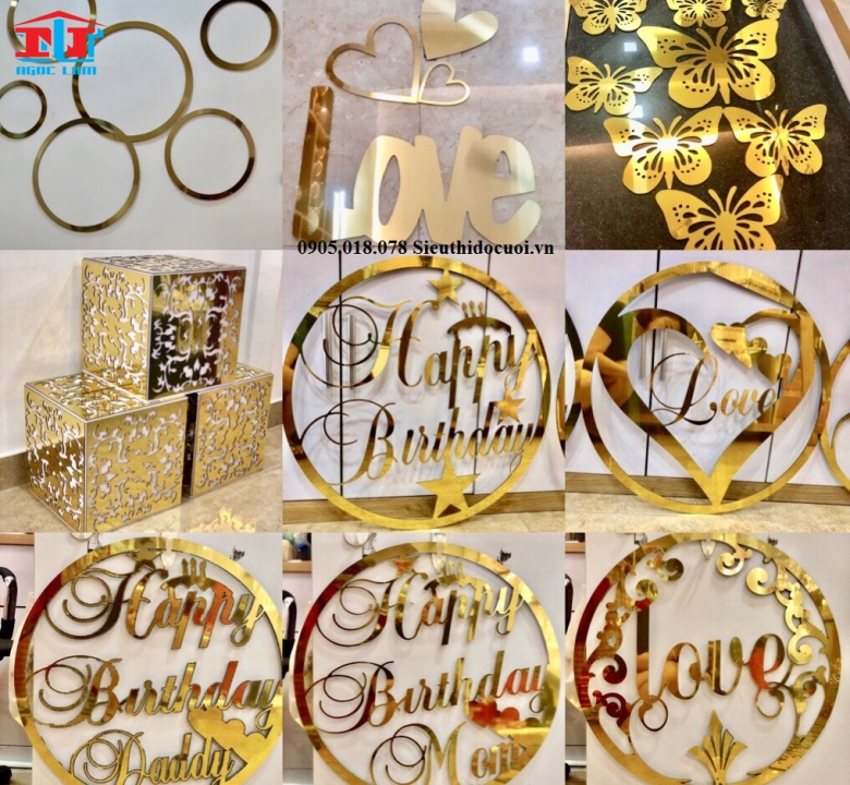 Bảng chữ hỷ, bảng treo lễ cưới, bảng tân hôn, bảng vu quy, bảng tên cô dâu chú rể, bảng sinh nhật bằng alu, cắt theo yêu cầu