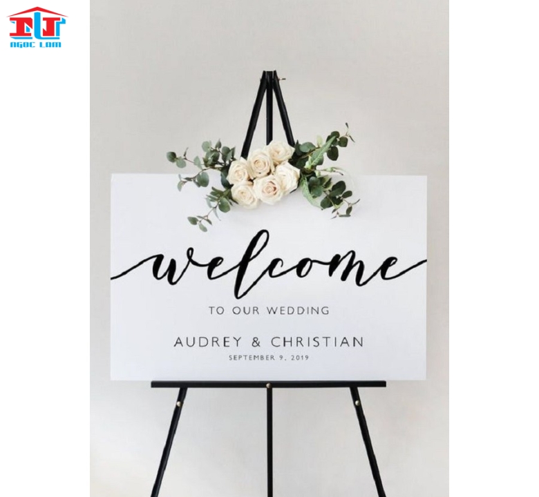 Bảng chào welcome mica xuyên thấu, bảng tên đám cưới